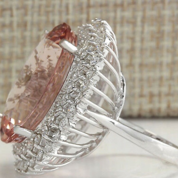 Gorgeous Huge 925 Silver Ring Champagne Crystal - Picture 10 of 15